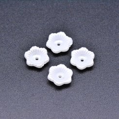 アクリルビーズ フラワー 花型 パールホワイト4×11mm 【100ヶ】