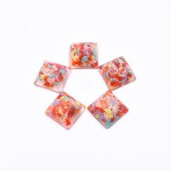 樹脂貼付けパーツ 四角形 樹脂封入 20x20mm カラー【50ヶ(約122g)】