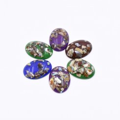樹脂貼付けパーツ 楕円形 天然石封入 26x19mm 【50ヶ(約104g)】