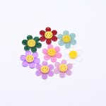 アクリルパーツ 花型 笑顔 1穴 箔入 5×30mm 【50ヶ】