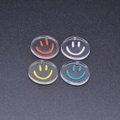 アクリルチャーム 丸型 笑顔 1穴 クリア 20×21mm 【50ヶ】