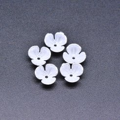 アクリルビーズ フラワー 三弁花 パールホワイト 5×10mm 【100ヶ】