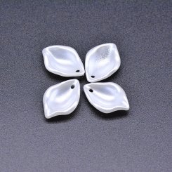 アクリルチャーム 葉形 パールホワイト 13×19mm 【100ヶ】