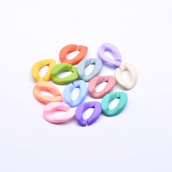 アクリルチェーンパーツ オーバル ツイスト カラフル 21×29mm 【100ヶ】
