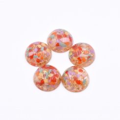 樹脂貼付けパーツ 円形 樹脂&金箔封入 20x20mm カラー【50ヶ(約105g)】