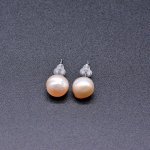 高品質淡水パールピアス 丸型 天然素材 ベージュ 8mm【1ペア】