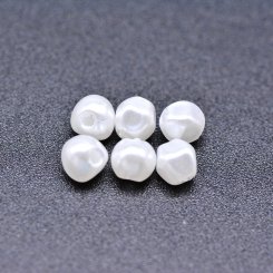 ABS製 パールビーズ 丸型カット パールホワイト 4×4mm 【100ヶ】