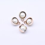 アクリルチャーム パール付き 丸型 ピンクゴールド 16×21mm【50ヶ】