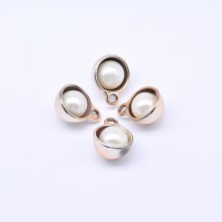 アクリルチャーム パール付き 丸型 ピンクゴールド 16×21mm【50ヶ】