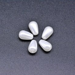 ABS製 パールビーズ 雫型 パールホワイト 6×10mm 【100ヶ】