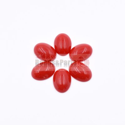 樹脂貼付けパーツ 楕円形 18x13mm レッド【50ヶ(約44g)】
