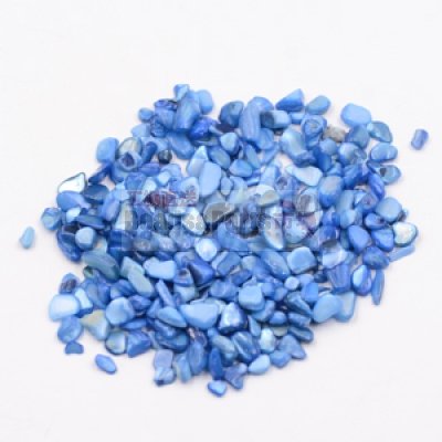 染色シェル貝 さざれ石(穴なし) ブルー 5-7mm(50g)