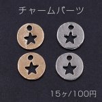 チャームパーツ プレート 丸型1穴 10mm 星フレーム入り【15ヶ】