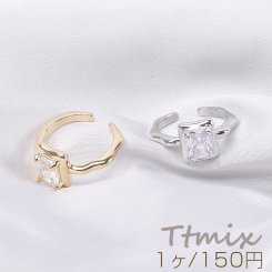 高品質デザインリング 指輪 ジルコニアリング 長方形型リング 幅約10.7mm（1ヶ）