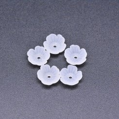 アクリルビーズ フラワー 花型 半クリア ホワイト 3×11mm 【100ヶ】