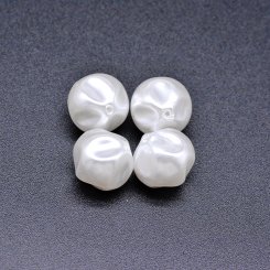 ABS製 パールビーズ 丸型 模様入り パールホワイト12×12mm 【100ヶ】