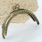 メタルがま口パーツ 花柄レールヘッド丸型メッシュ 真鍮古美 8.5cm