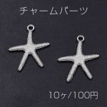 チャームパーツ 海洋生物シリーズ ヒトデ 21×26mm ロジウム【10ヶ】