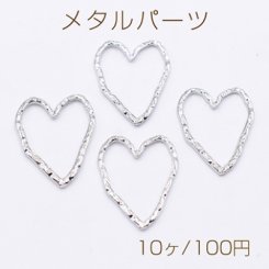 メタルパーツ 模様入りハートフレーム 32×24mm ロジウム【10ヶ】