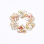 樹脂貼付けパーツ ハート型 金銀箔＆ドライフラワー封入 19x20mm 【50ヶ(約68g)】