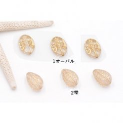 アクリルビーズ オーバル＆雫 クリアアンティークゴールド【20ヶ】