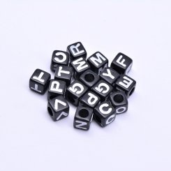 アクリルキューブアルファベットビーズ ホワイト7×7mm【1900-2000ヶ】