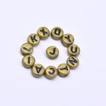アクリル丸型アルファベットビーズ 銅古美ビーズ ブラック 4×7mm【約3600-3700ヶ】