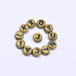 アクリル丸型アルファベットビーズ 銅古美ビーズ ブラック 4×7mm【約3600-3700ヶ】