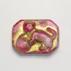 チェコビーズ 猫 ブロンズピンク 22x16mm（2ヶ）