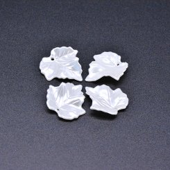 アクリルチャーム 葉形 パールホワイト 23×24mm 【100ヶ】