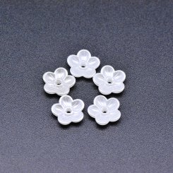 アクリルビーズ フラワー 五弁花 パールホワイト 3×10mm 【100ヶ】