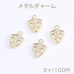 高品質メタルチャーム プレートチャーム シールド カン付き 10×15mm ゴールド（2ヶ）