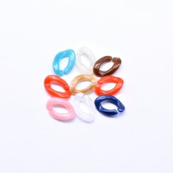 アクリルチェーンパーツ ツイスト カラフル 11×17mm 【100ヶ】