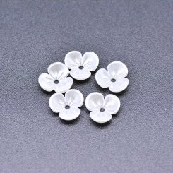 アクリルビーズ フラワー 三弁花 パールホワイト 3×9mm 【100ヶ】