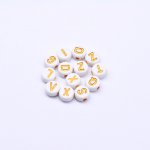 アクリル丸型アルファベットビーズ ゴールド 4×7mm【約2600-2700ヶ】