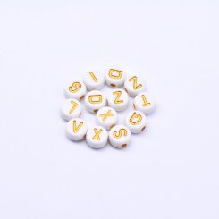 アクリル丸型アルファベットビーズ ゴールド 4×7mm【約2600-2700ヶ】