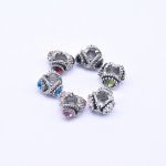 ロンデルビーズ 不規則 ラインストーン付き シルバー 8×13mm【20ヶ】