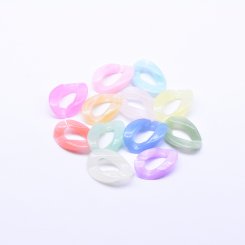 アクリルチェーンパーツ オーバル ツイスト カラフル 21×30mm 【100ヶ】