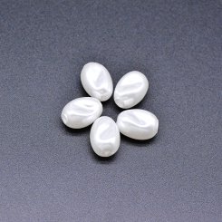 ABS製 パールビーズ オーバル パールホワイト 10×14mm 【100ヶ】