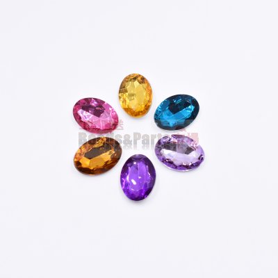 アクリルラインストーン 楕円形 13x18mm 【50ヶ(約29.5g)】