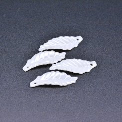 アクリルチャーム 葉形 パールホワイト 10×29mm 【100ヶ】
