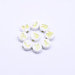 アクリル丸型ビーズ アルファベットビーズ ゴールド 6×10mm【約1580ヶ】