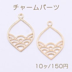チャームパーツ リーフフレーム 模様付き 20×30mm ゴールド【10ヶ】