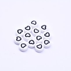 アクリル丸型ビーズ ハート付き ブラック 4×7mm【約3600-3700ヶ】