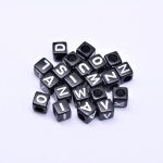 アクリルビーズ 正方形 アルファベットビーズ ホワイト10×10mm【約550ヶ】
