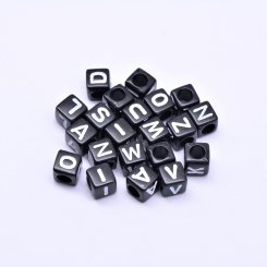 アクリルビーズ 正方形 アルファベットビーズ ホワイト10×10mm【約550ヶ】