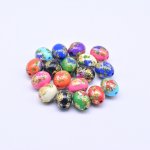 アクリルビーズ オーバル 花模様入 カラーミックス 11×13mm【20ヶ】