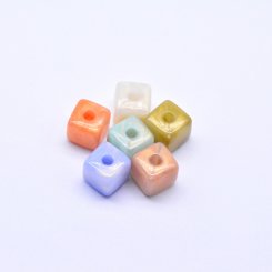 アクリルビーズ キューブ カラフル 12×12mm 全5色 【100ヶ】
