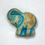 チェコビーズ　象 マットブルー/ゴールド　21x20mm　（1ヶ）　　　　　　　　