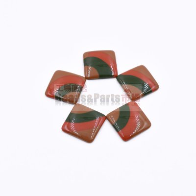 樹脂貼付けパーツ 四角形 23x23mm ブラウン【50ヶ(約105g)】